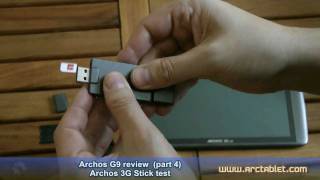 Archos G9 review part 4 3G stick test on Archos 101 G9 1 GHz [upl. by Anelhtak396]