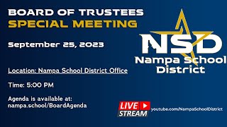 NSD Special Board of Trustees Meeting Monday September 25 2023 [upl. by Coryden]