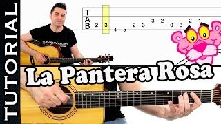 como tocar LA PANTERA ROSA en guitarra FACIL Principiantes y novatos acústica o criolla tutorial [upl. by Eradis]