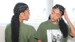 Double Braid Curly Pig Tails  jasmeannnn [upl. by Etezzil]