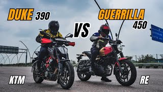 Ktm Duke 390 Bs6 Vs 2024 Royal Enfield Guerrilla 450 Drag Race [upl. by Bein868]