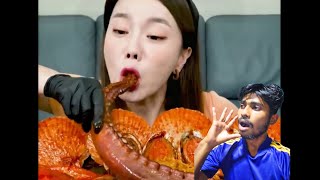 ASMR MUKBANG Fire spicy Black bean Mushrooms Noodles Seasoned Chicken Sausage Squid [upl. by Yllrebmik]