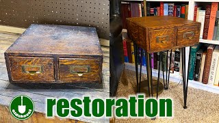 Card Catalog Box to End Table Restoration Conversion [upl. by Adnohsirk]