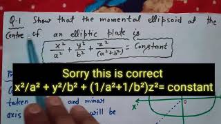 lec16 Momental ellipsoid an elliptic lamina about its centre  mechanics full course with MSc math [upl. by Cesaria]