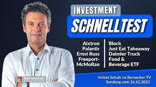 InvestmentSchnelltest inkl Aixtron Palantir Daimler Truck Block usw [upl. by Sheffy713]