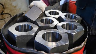 process of making superlarge hex nuts and bolts Korean metal factory [upl. by Pacificas]