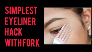 Simplest Eyeliner Hack How to apply eyeliner with Fork [upl. by Granger879]