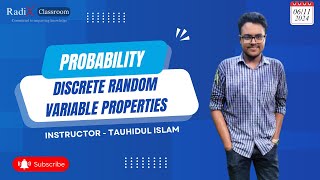 Discrete Random Variable Properties Probability  Radix Classroom  Tauhidul Islam [upl. by Hereld]