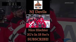 NJ Devils Nico Hischier Scores 2 Goals In 18 Seconds [upl. by Miahc]