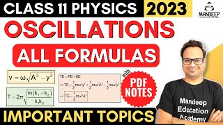 Oscillations Class 11 all Formulas With PDF Formula Sheet  Class 11 Physics Final Exam 2023 [upl. by Halivah]