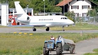 Dassault Falcon 2000 takeoff at airport BernBelp HD [upl. by Galloway607]