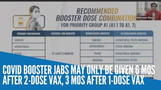 COVID booster jabs may only be given 6 mos after 2 dose vax 3 mos after 1 dose vax [upl. by Nirtiac825]