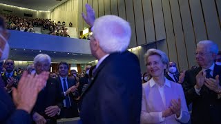 Mattarella alla cerimonia dal titolo “La Bocconi l’Italia l’Europa L’Università saluta Mario Monti [upl. by Enaed580]