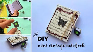 DIY Mini Diary  How to make a mini vintage notebook with a cute Diary Hanging [upl. by Hnaht38]