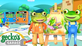 Gecko Paints Rainbow Buses  Geckos Garage  Trucks For Children  Cartoons For Kids [upl. by Sosthenna659]