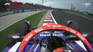 Yuki Tsunoda Huge Airborne Crash  2024 Hungarian Grand Prix Qualifying [upl. by Eerahs]