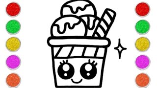 Cute Ice Cream Digital Drawing Tutorial [upl. by Lonyer]