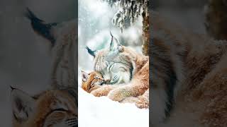 Canadian Lynx Mom amp Kitten in Snowy Wilderness CanadianLynx WildlifeBond [upl. by Enitsirc]