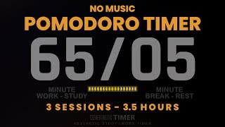 65  5 Pomodoro No Music 35 Hour Study Timer 65 Minute Study 5 Minute Break 3 Sets Dark Mode [upl. by Anileve]