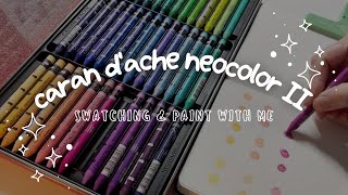 Caran Dache Neocolor II Swatching  Paint with me  heartsfailing [upl. by Deanna]