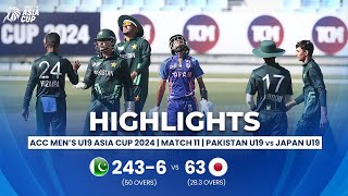 Pakistan U19 vs Japan U19  ACC Mens U19 Asia Cup  Match 11 [upl. by Thekla]