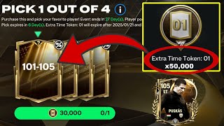 HOW TO GET EXTRA TIME TOKENS 01 EASILY AND OPEN 101105 OVR 30K TOKEN PACK IN FC MOBILE 25 [upl. by Annahvas361]