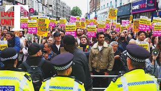 Antiracism protesters outnumber farright in Walthamstow [upl. by Lonier]