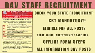 DAV STAFF RecruitmentCBT With PEC Certificate Candidates Apply For DAV School Posts [upl. by Petrie630]