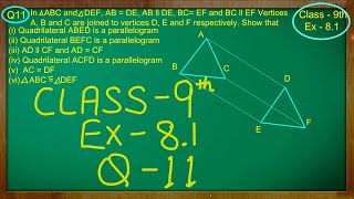 Class  9th  Quadrilaterals  Ex 81 Q no 11 solved ncert [upl. by Eelreveb]