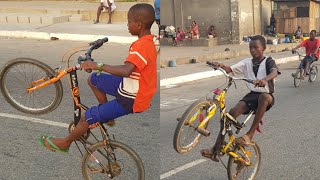 YOUNG BICYCLE RIDERS DISPLAYING THEIR SKILLS INSIDE ACCRA [upl. by Hudis268]