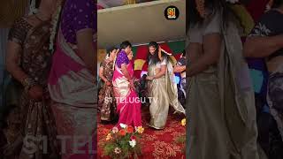 CHILAKA PACHA SADO DARADA BHANOYE  AUNTY DANCE AT WEDDING  S1 TELUGU TV CHANNEL  S1 TELUGU TV [upl. by Ayrotal]