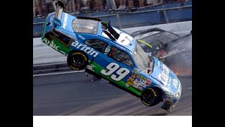 NASCAR Edwards Airborne Into Dega Fence 2009 [upl. by Aleel531]