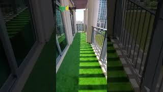 Dubais MOST REALISTIC Balcony Artificial Grass Installation [upl. by Byrle]