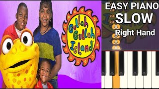 Gullah Gullah Island SLOW Right Hand Easy Piano Tutorial [upl. by Aytida]