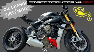 FIRST SERVICE AND MODS  2023 DUCATI STREETFIGHTER V4 SP2 [upl. by Ahsak884]