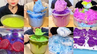 Bites Only💜💚Asmr YY New shaved and crunchy spoonful ice eating 💜💚 collection 💚💜 [upl. by Attelocin]