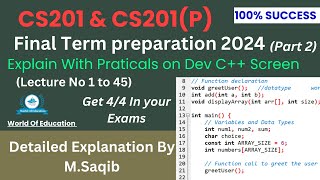 cs201 final term preparation 2024 subjective  cs201p final preparations subjectivecs201 final term [upl. by Lyckman]