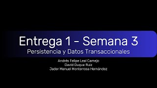 Entrega 1  Persistencia y Datos Transaccionales [upl. by Conley146]