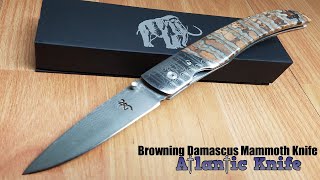 BROWNING DAMASCUS STEEL BLADE LINERLOCK MAMMOTH TOOTH HANDLE FOLDING KNIFE 0242 [upl. by Aligna745]