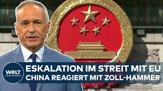 CHINA Eskalation im HandelsKonflikt Peking verhängt Zölle auf Produkte aus der EU [upl. by Nodyroc]