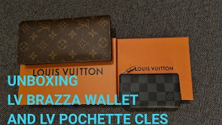 UNBOXING LOUIS VUITTON BRAZZA WALLET AND LOUIS VUITTON POCHETTE CLES VLOG25 [upl. by Rialc679]