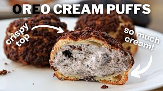 Oreo Cream Puffs Recipe  Choux au Craquelin [upl. by Falito]