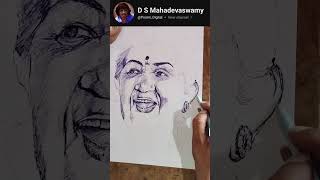 Lata Mangeshkar Indian Playback Singer Ball Pen Portrait [upl. by Akierdna]