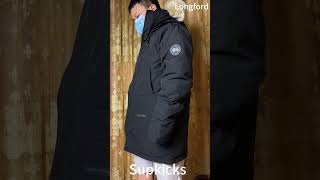 Canada Goose Langford Parka Black Label with Hood Trim Try on Review canadagooselangford shorts [upl. by Ahsienor5]