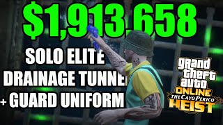 GTA Online Cayo Perico Heist Drainage Tunnel Approach with Guard Uniform SOLO Elite 1913658 [upl. by Jeritah]