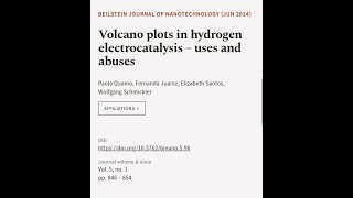 Volcano plots in hydrogen electrocatalysis – uses and abuses  RTCLTV [upl. by Ecyt]