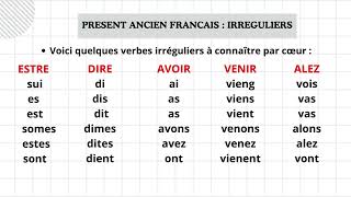 COURS DANCIEN FRANCAIS N°10  LE PRESENT DE LINDICATIF [upl. by Swisher]