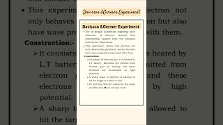 Davisson and Germer Experiment  BSc SY  chemistry shorts atomicstructure science [upl. by Danit351]