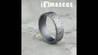 CF567986GTA  7mm Grey Tantalum Tamascus Designed Mens Wedding Band [upl. by Otanod]