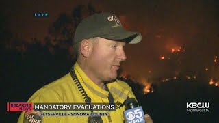 Firefighters Work To Protect Homes From Wildfire In Geyserville [upl. by Ennagroeg]